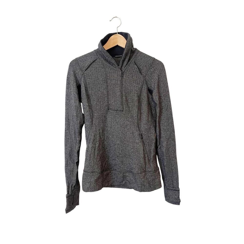 Lululemon Think Fast Heathered Herringbone Pullover Lightweight Zip Up Jacket 6